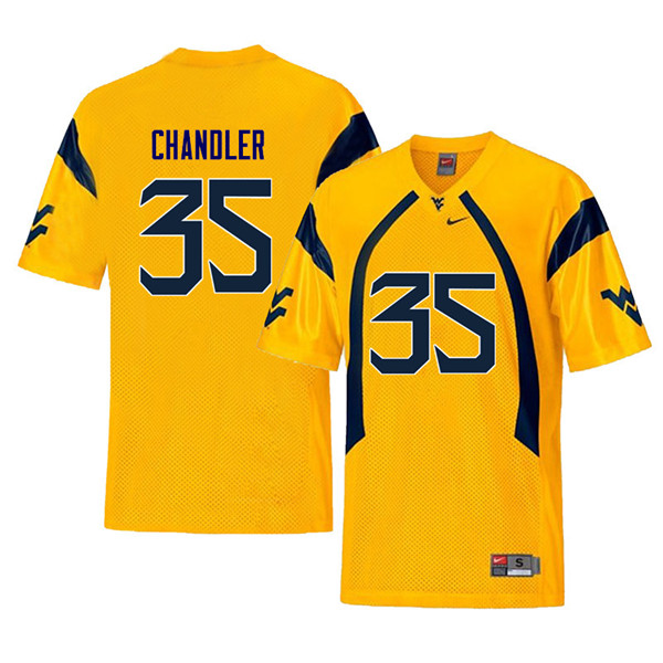 Men #35 Josh Chandler West Virginia Mountaineers Throwback College Football Jerseys Sale-Yellow